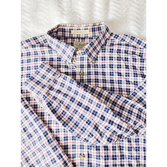L.L.Bean Wrinkle Resistant Button Down Shirt Men’s XL Plaid Long Sleeve - Picture 1 of 6